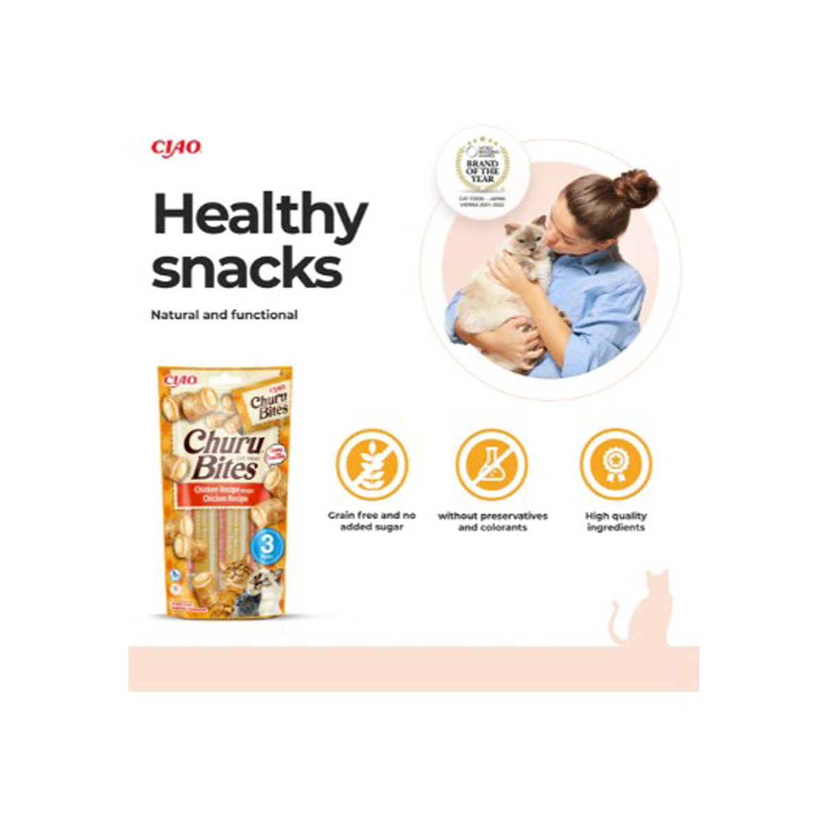 Churu Cat Bites Rezept mit Huhn Snack für Katzen 3 x 10 g