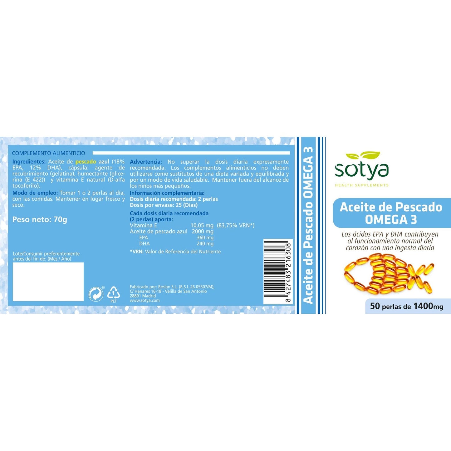 Olio di pesce Omega 3 Sotya 50 capsule 1400 mg