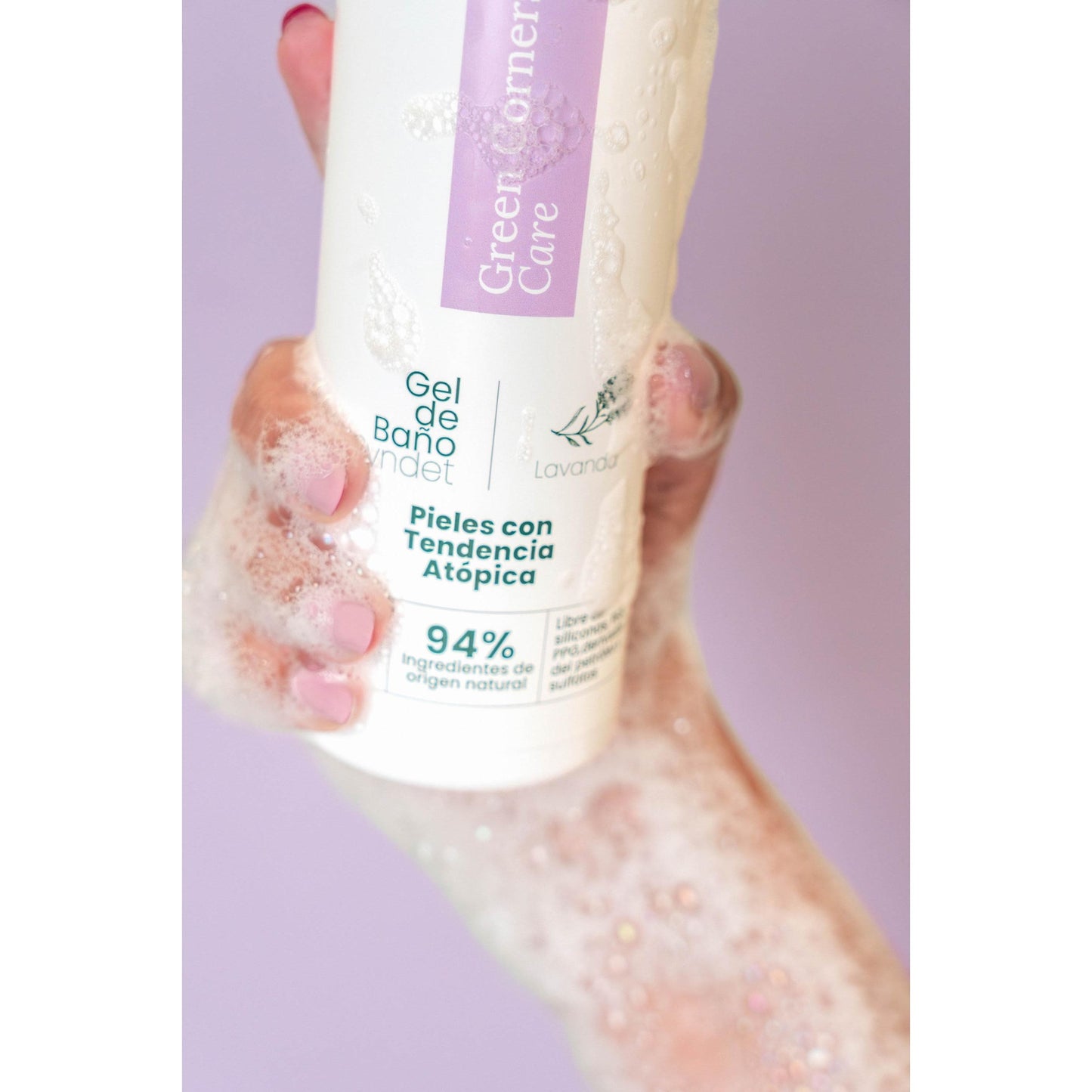 Badgel med lila ris Green Corners Care 400 ml