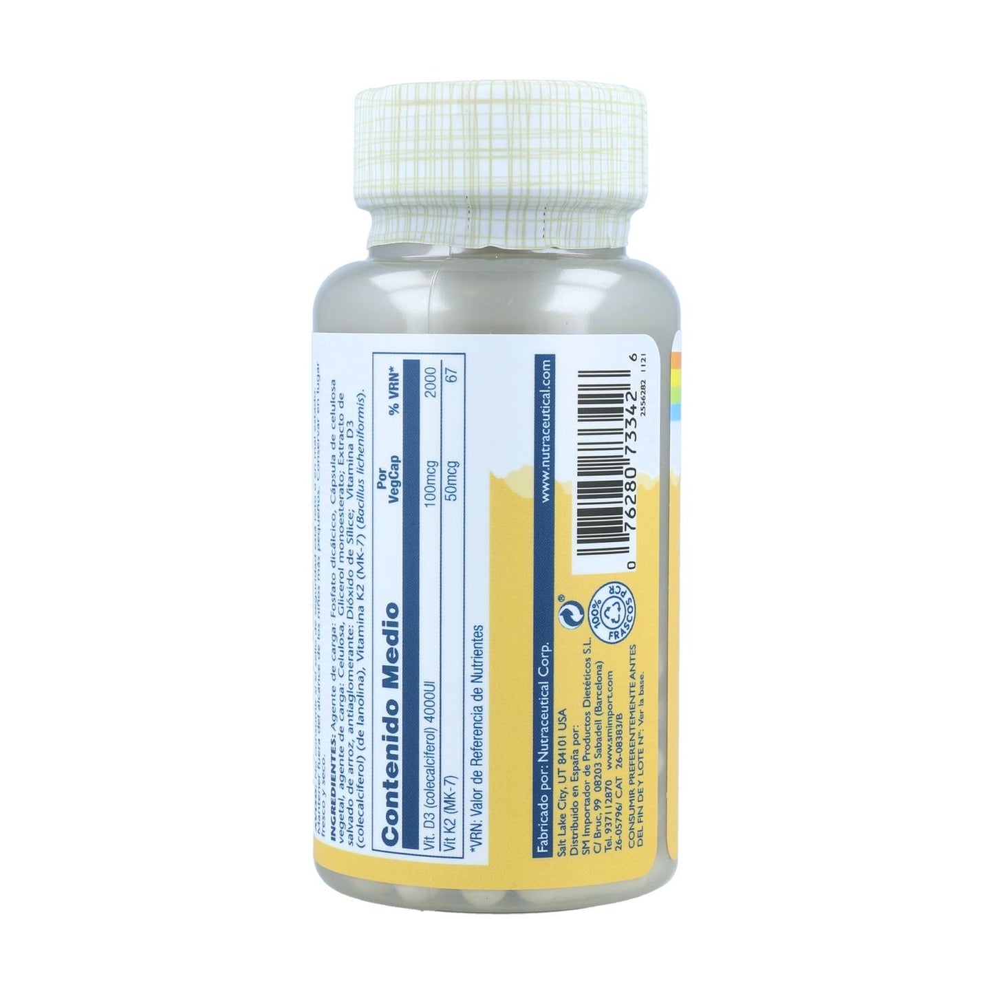 Confezione da 2 Vitamina D3 & K2 (Mk7) 120 capsule Solaray