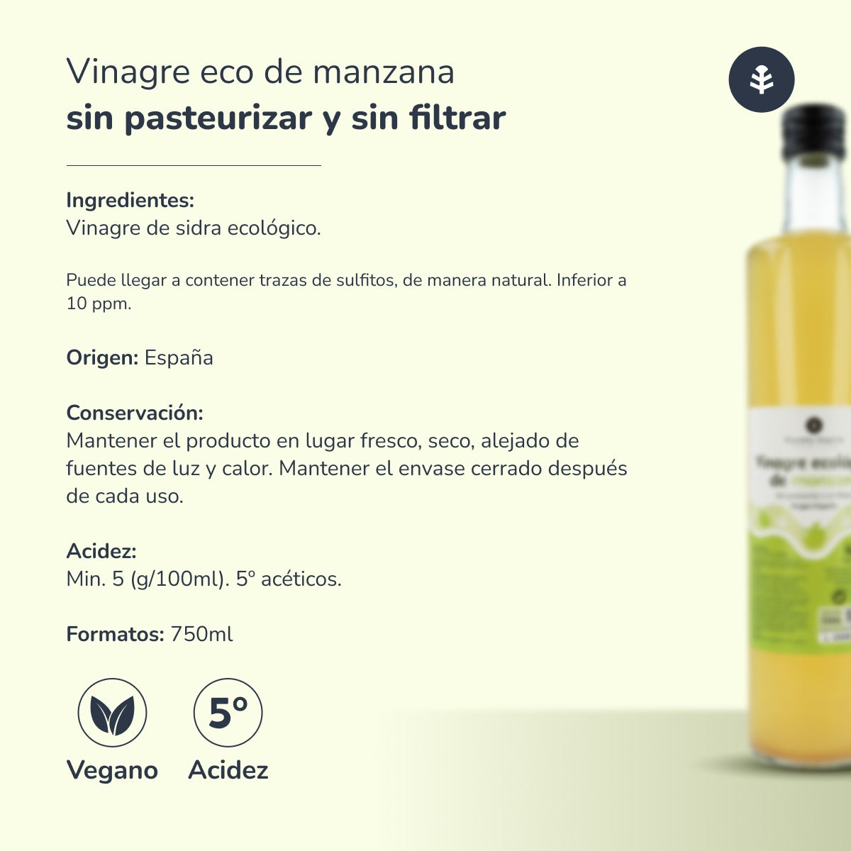 Pack 3x Vinaigre de pomme ECO non filtré Planeta Huerto 750 ml