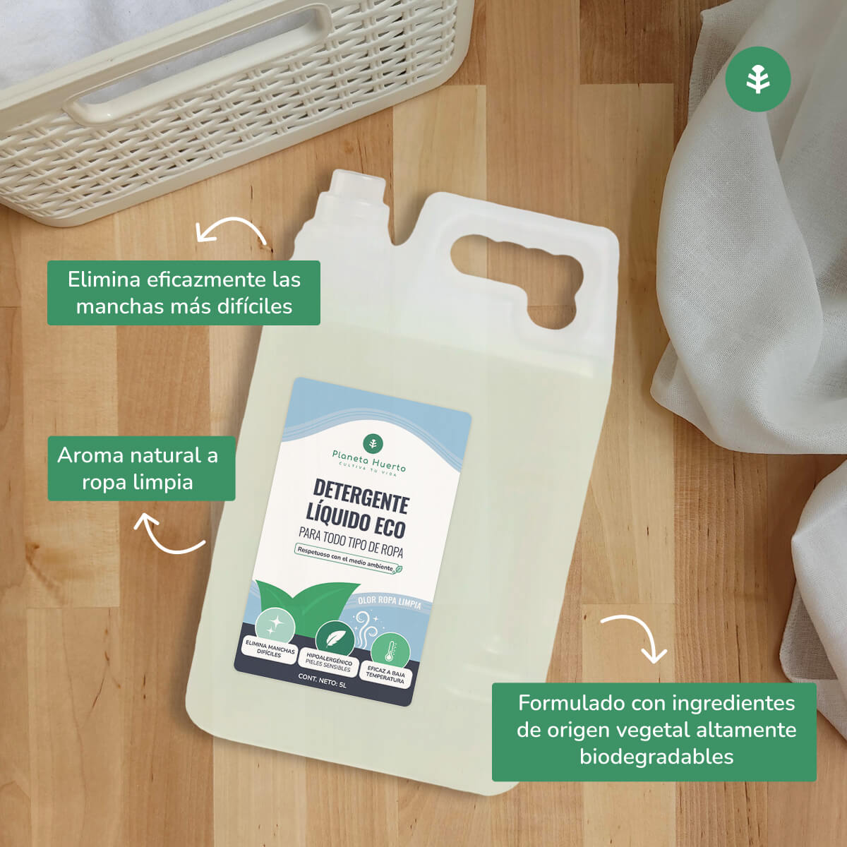 Lessive liquide Eco Natural clean laundry scent Planeta Huerto 5 Litres