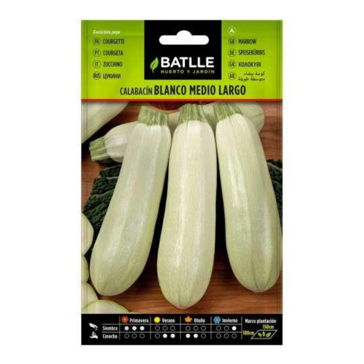 Zaden van middelgrote witte courgette Batlle