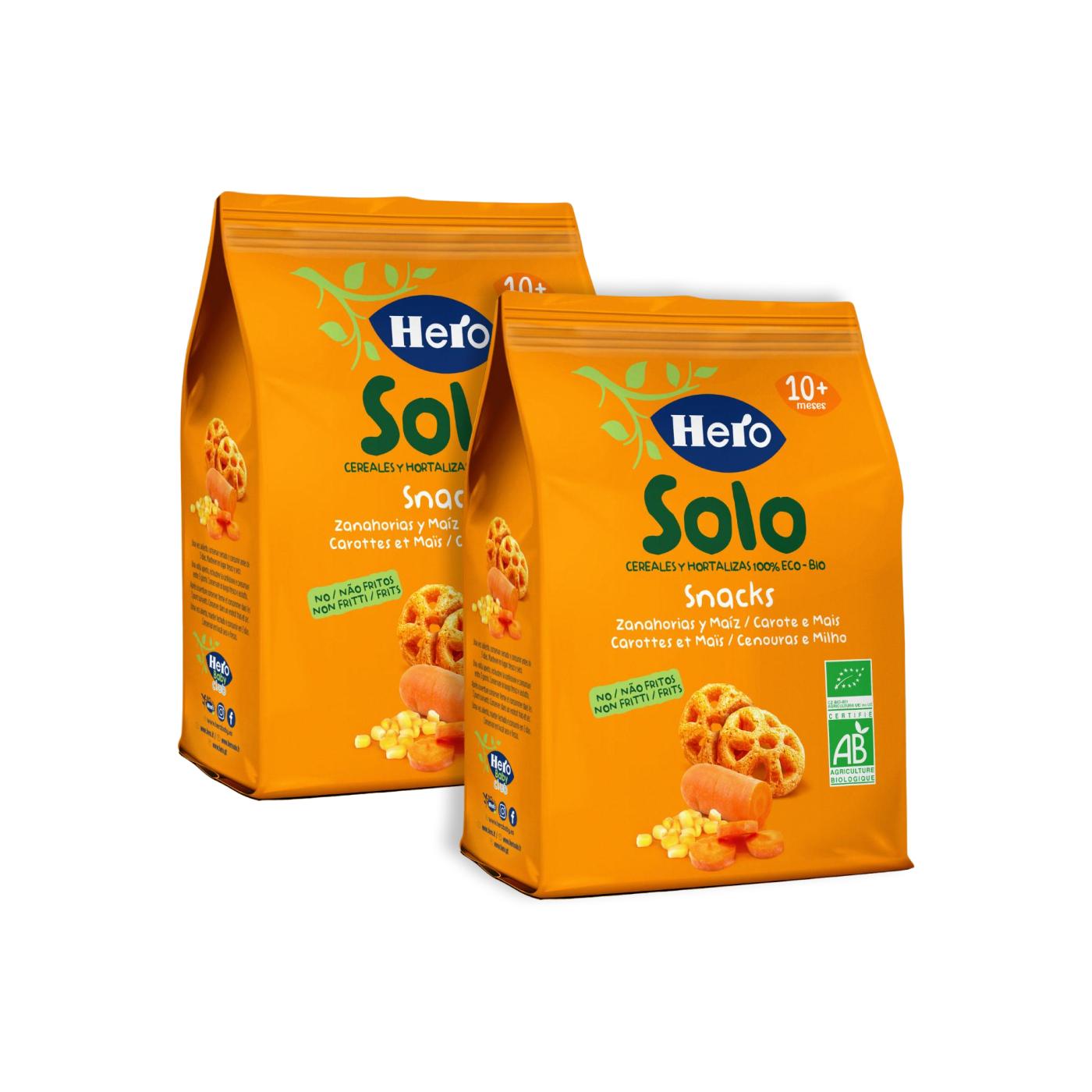 Aktionspackung 2x Bio-Snacks aus Karotten und Mais 40 g-Hero Solo