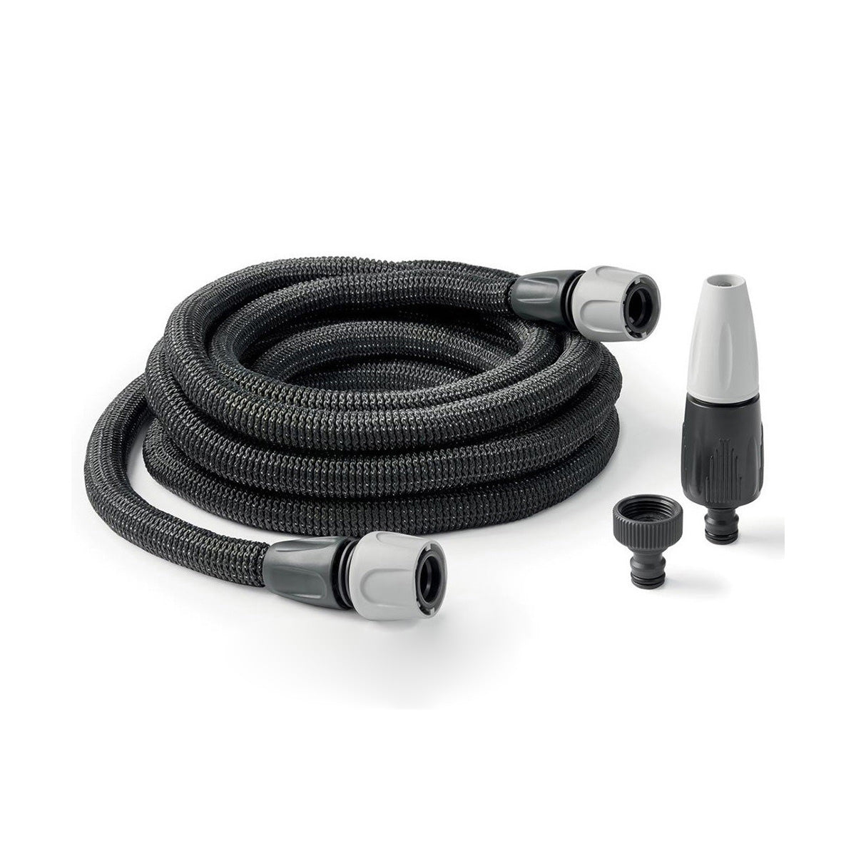 Kit tubo estensibile Aquapop Grey Easy 15 m con lancia ergonomica, raccordi e beccuccio