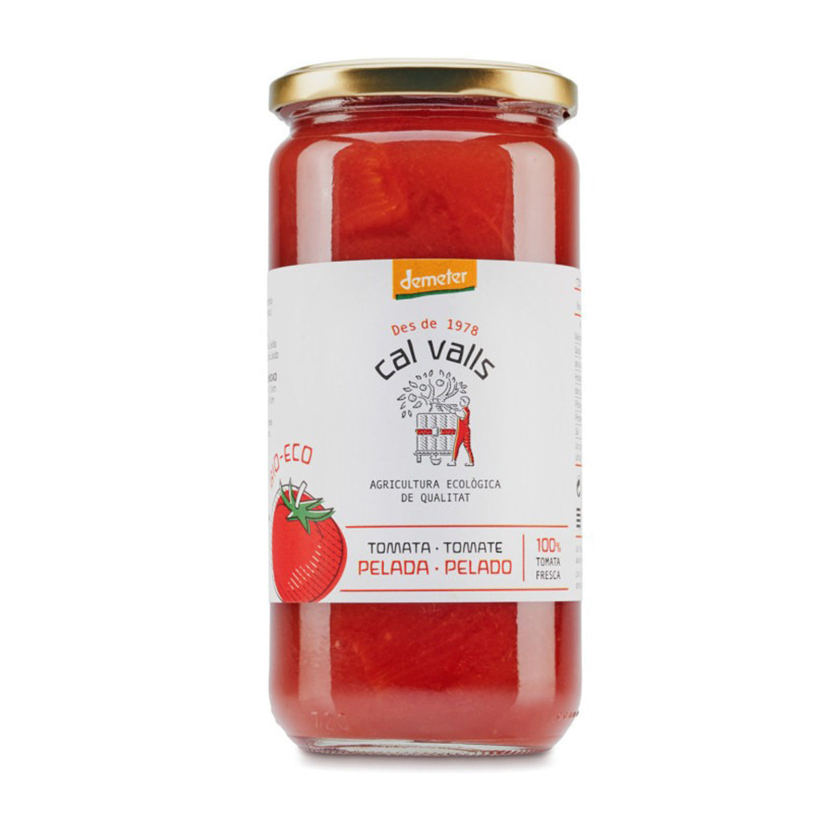 Bio-geschälte, ganze Tomaten Cal Valls 660 g