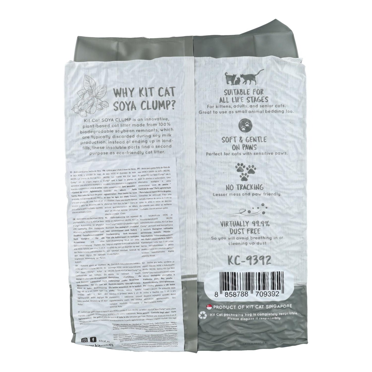 Kit Cat Arena Eco SoyaClump - Charcoal 7 L Arena para gatos