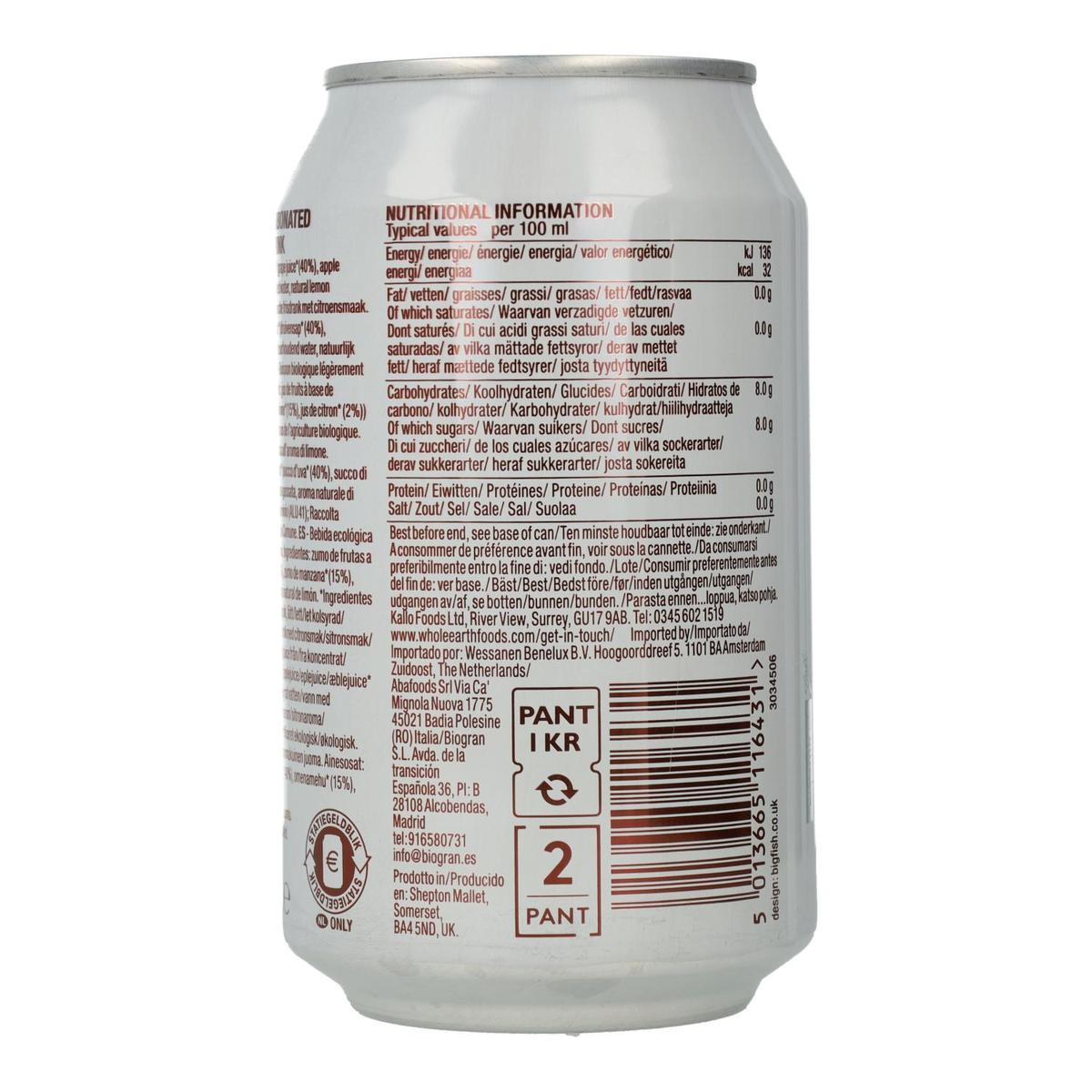Confezione da 6 bibite biologiche Limonata, 330 ml. Whole Earth