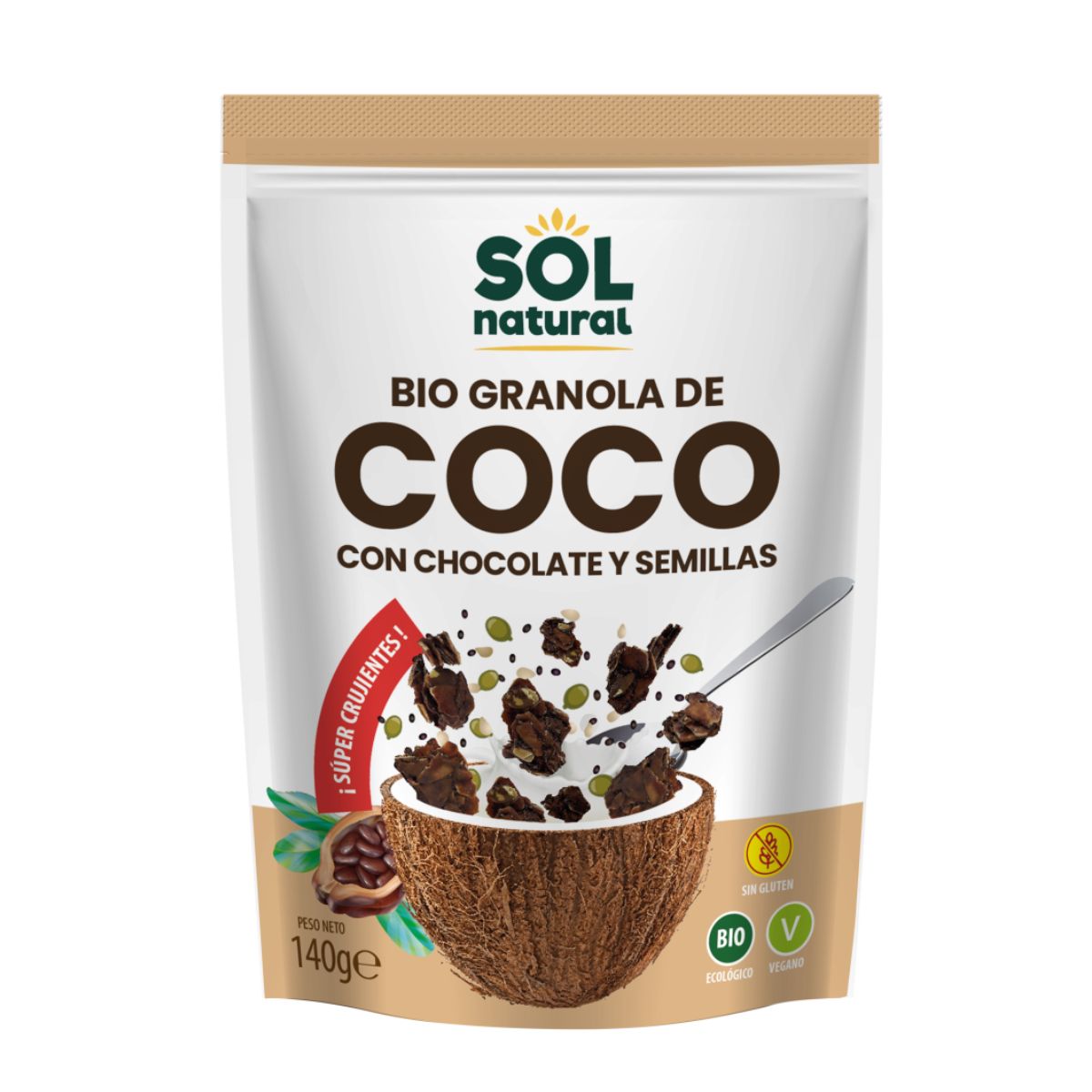 Crunchy granola med kokos och choklad Bio Sol Natural 140 g