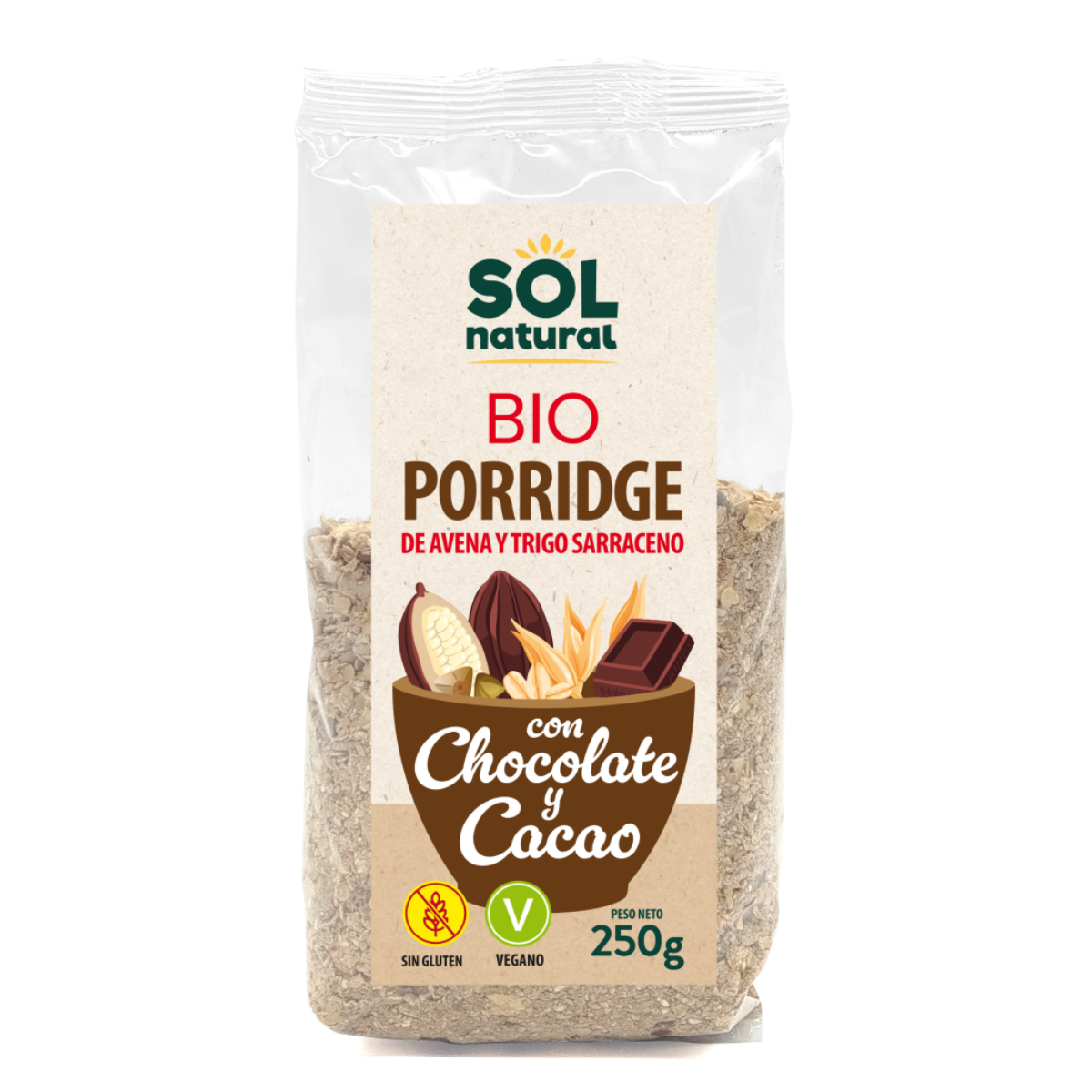 Porridge di grano saraceno con avena e cioccolato BIO Sol Natural 250 g