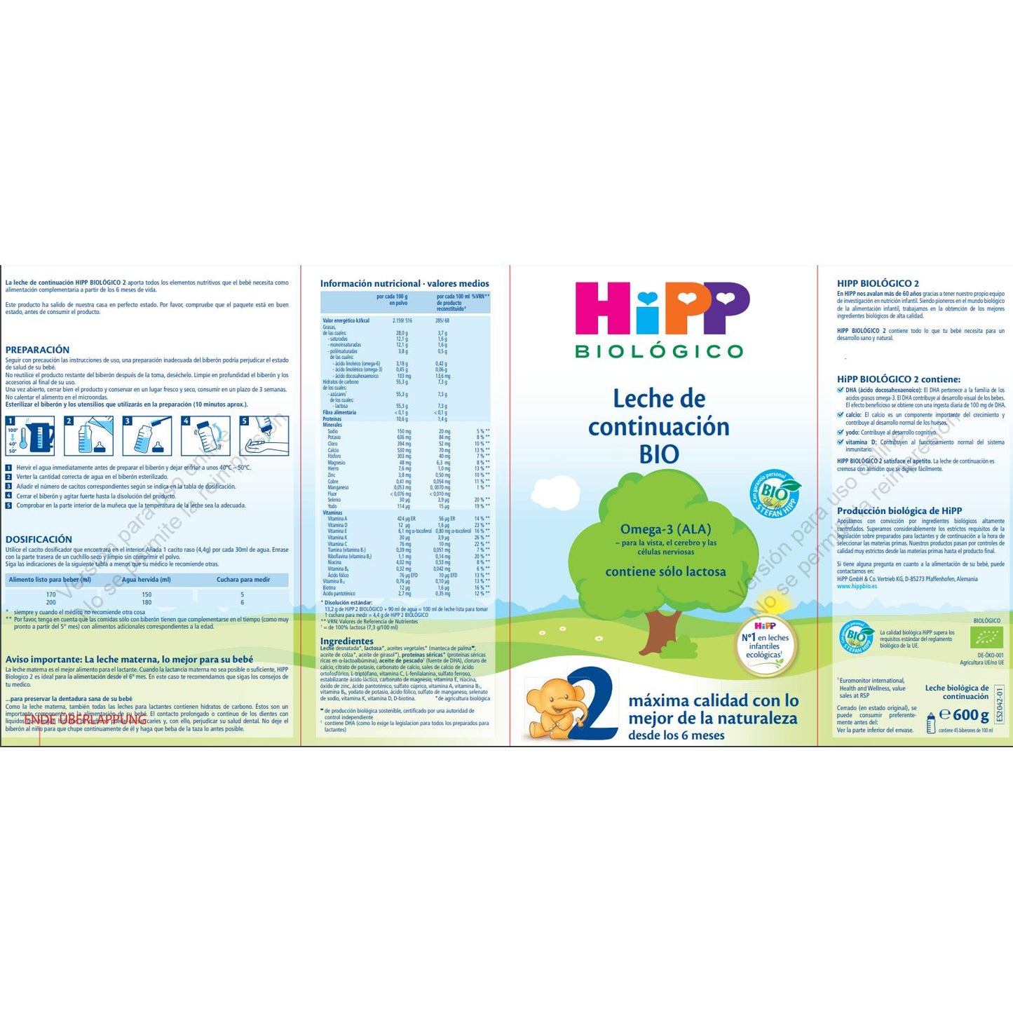 Följmjölk 2 bio +6 månader HiPP 600 g