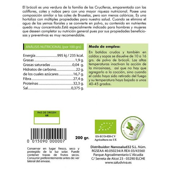 Broccoli Powder 200 g, Salud Viva