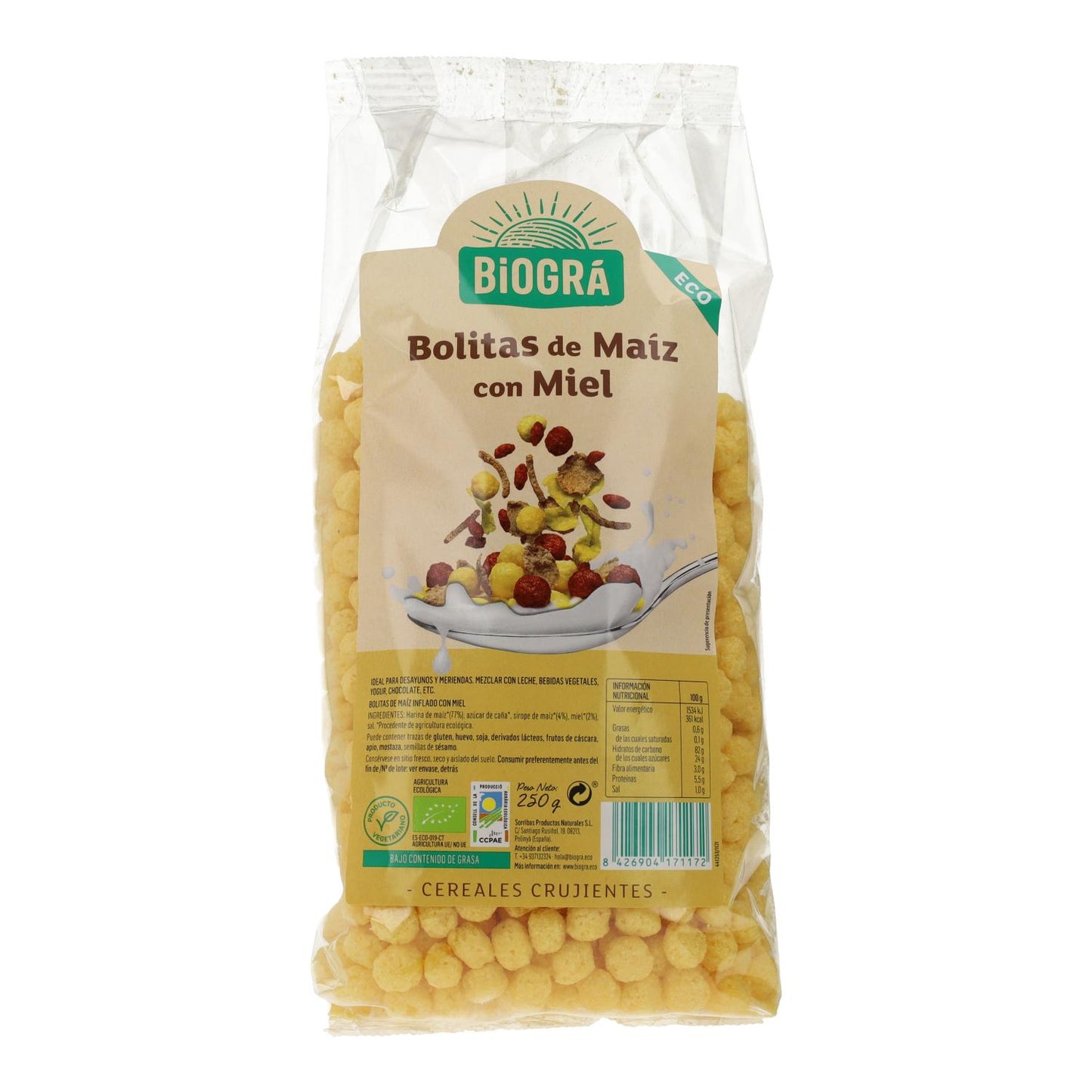 Palline di mais con miele Biográ, 250 g