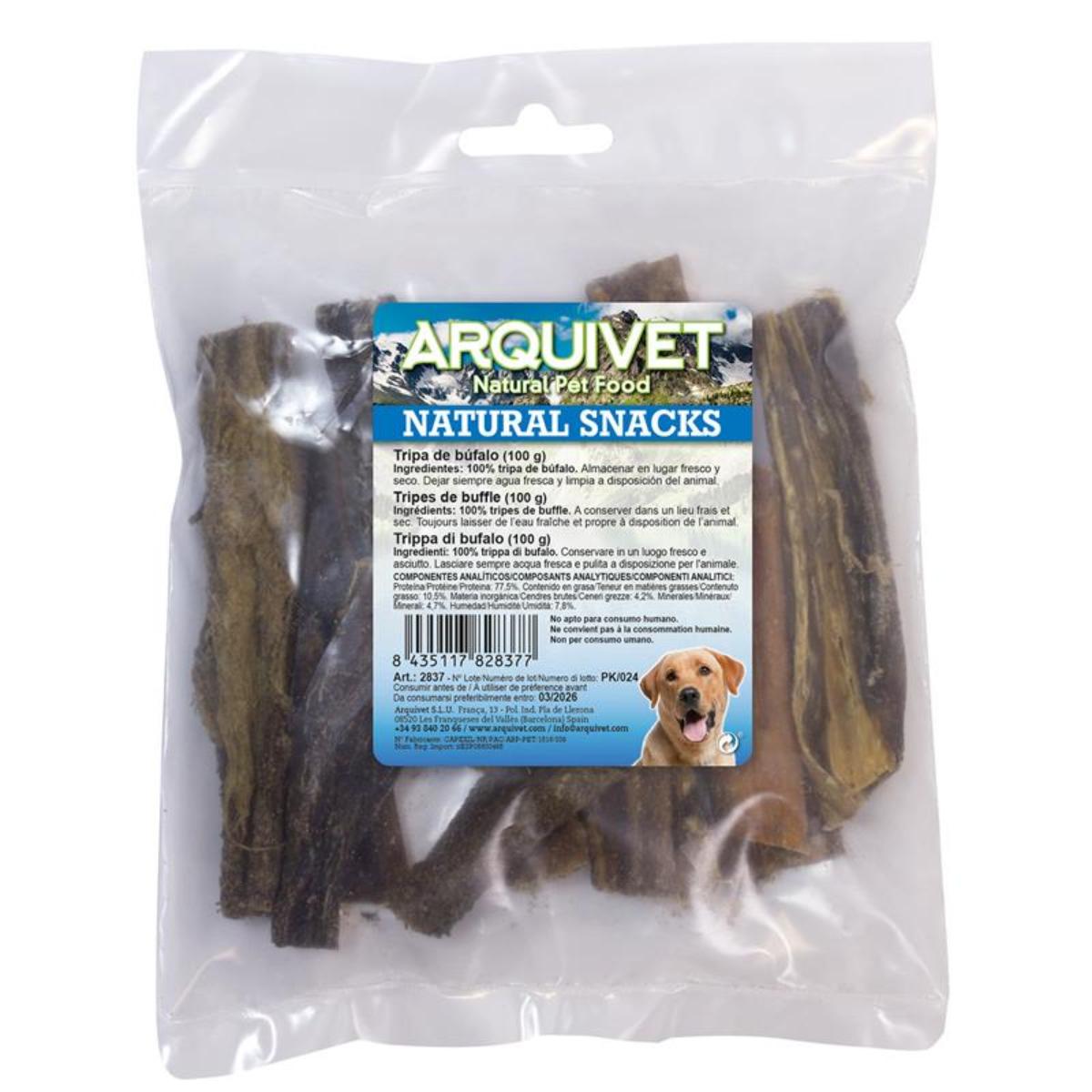 Snack natural para perros Tripa de búfalo Arquivet 100 g