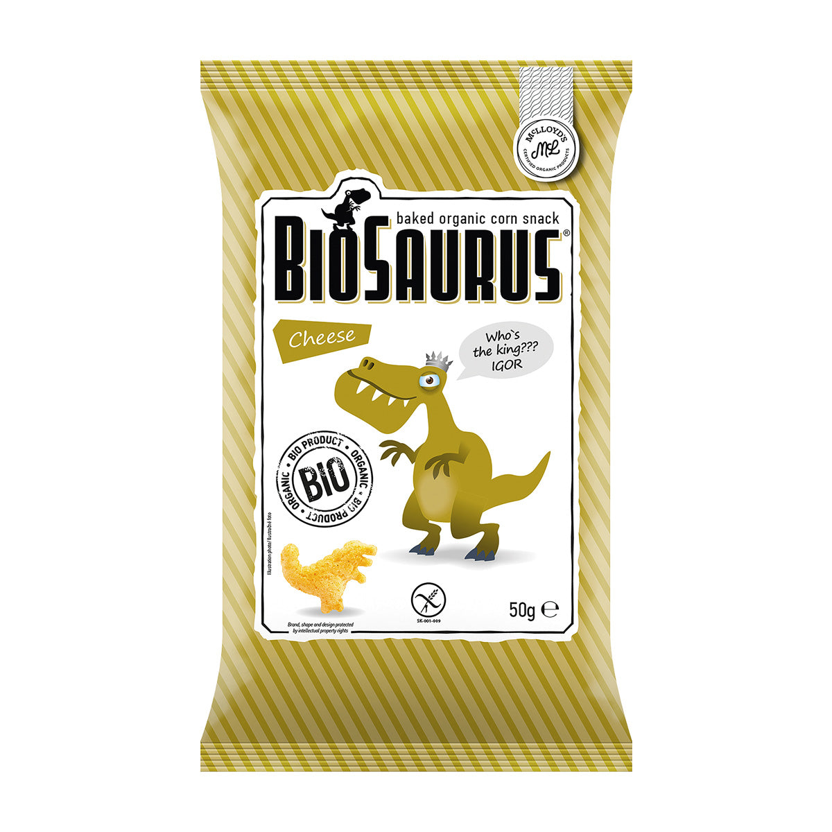 Snacks au maïs et au fromage bio, Biosaurus 50 g