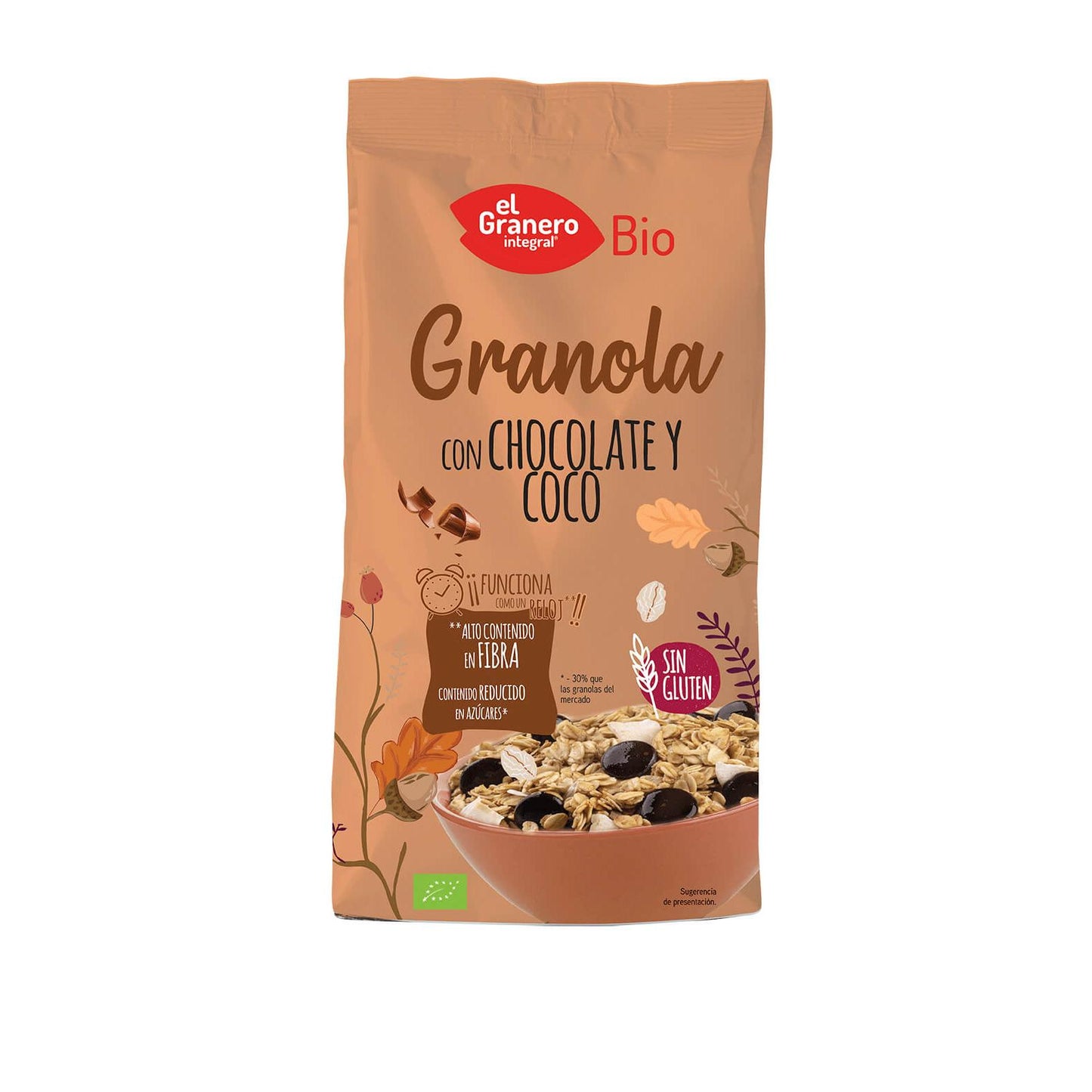 Glutenfreies Müsli mit Schokolade und Kokosnuss Bio El Granero 350 g