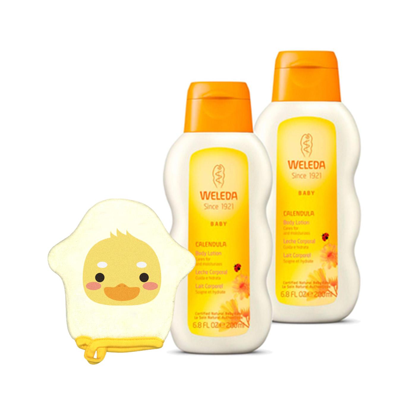 Promotional pack of 2 Weleda Calendula Baby Body Milk, 200 ml