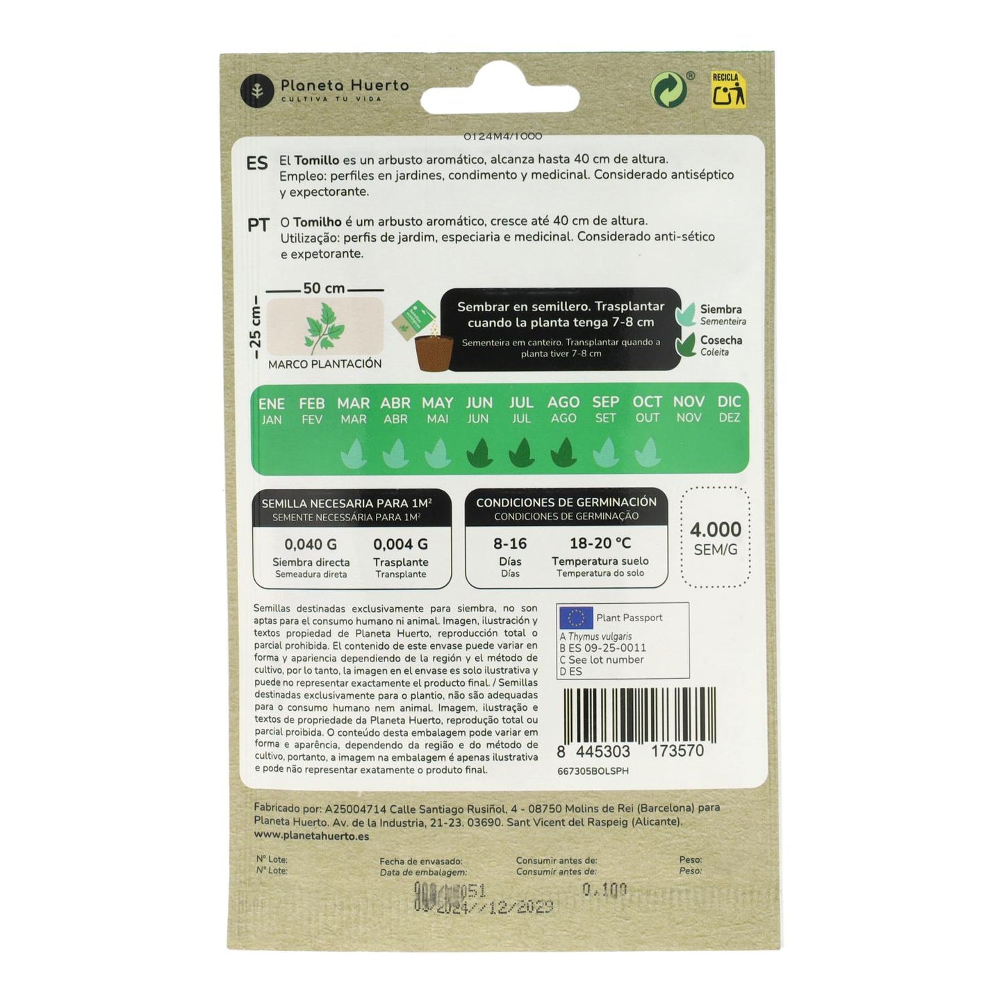 Graines de thym bio Planeta Huerto