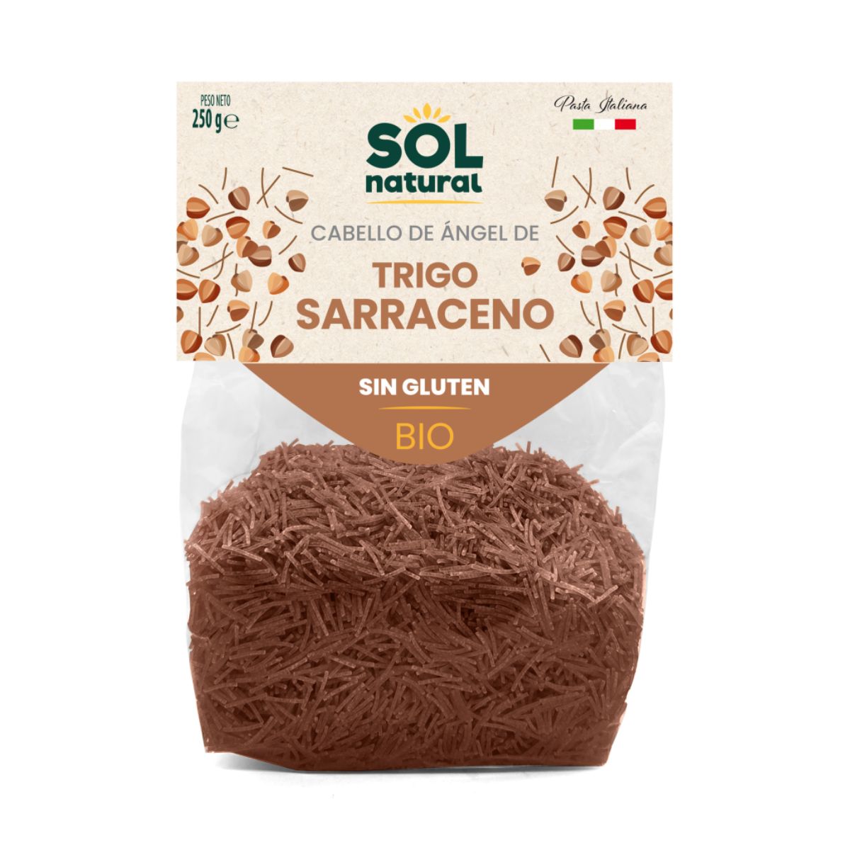 Pasta Capelli d'angelo di grano saraceno senza glutine Bio, Sol Natural, 250 g