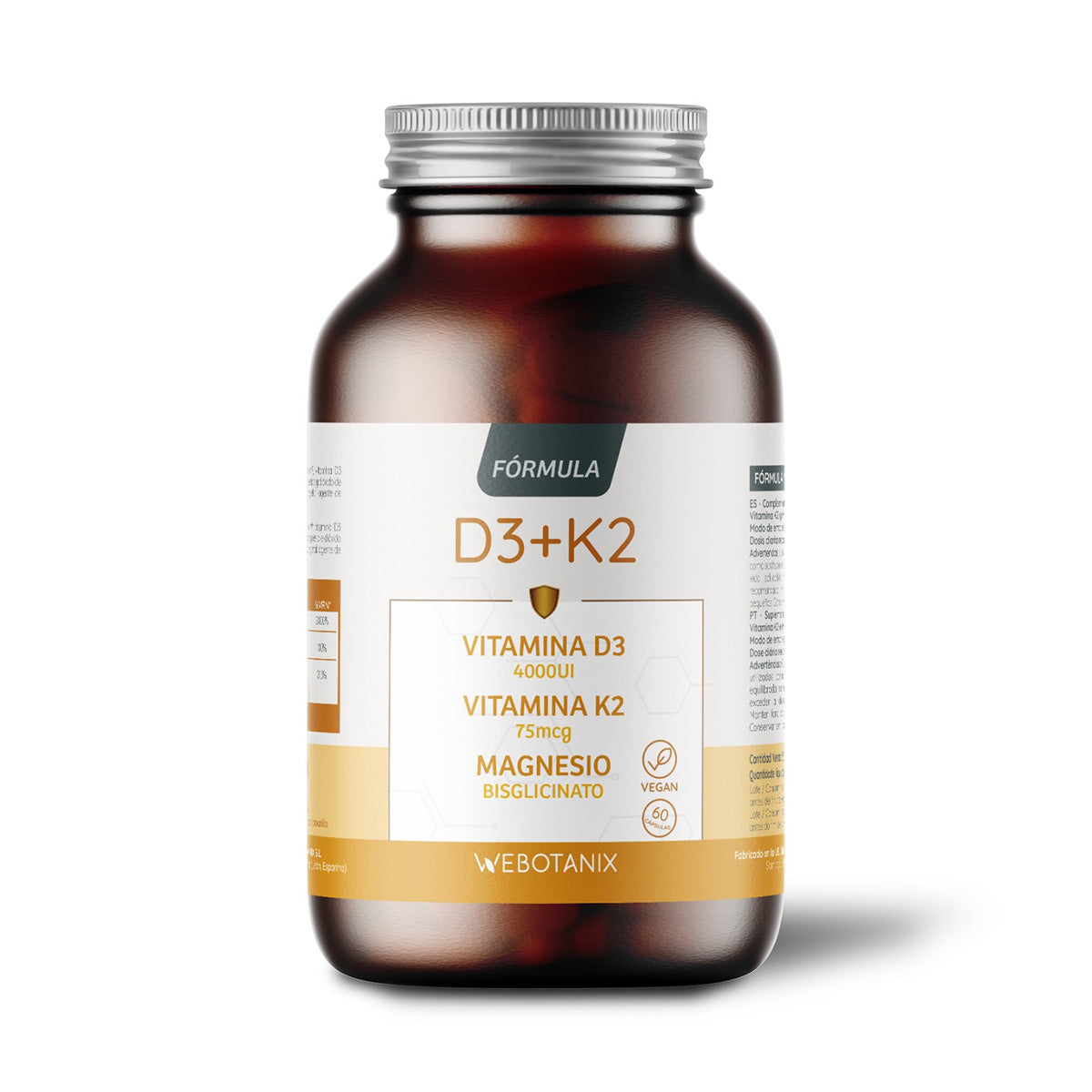 Vitamine D3 4000 UI + K2 + Magnésium Formule Vegan, WeBotanix