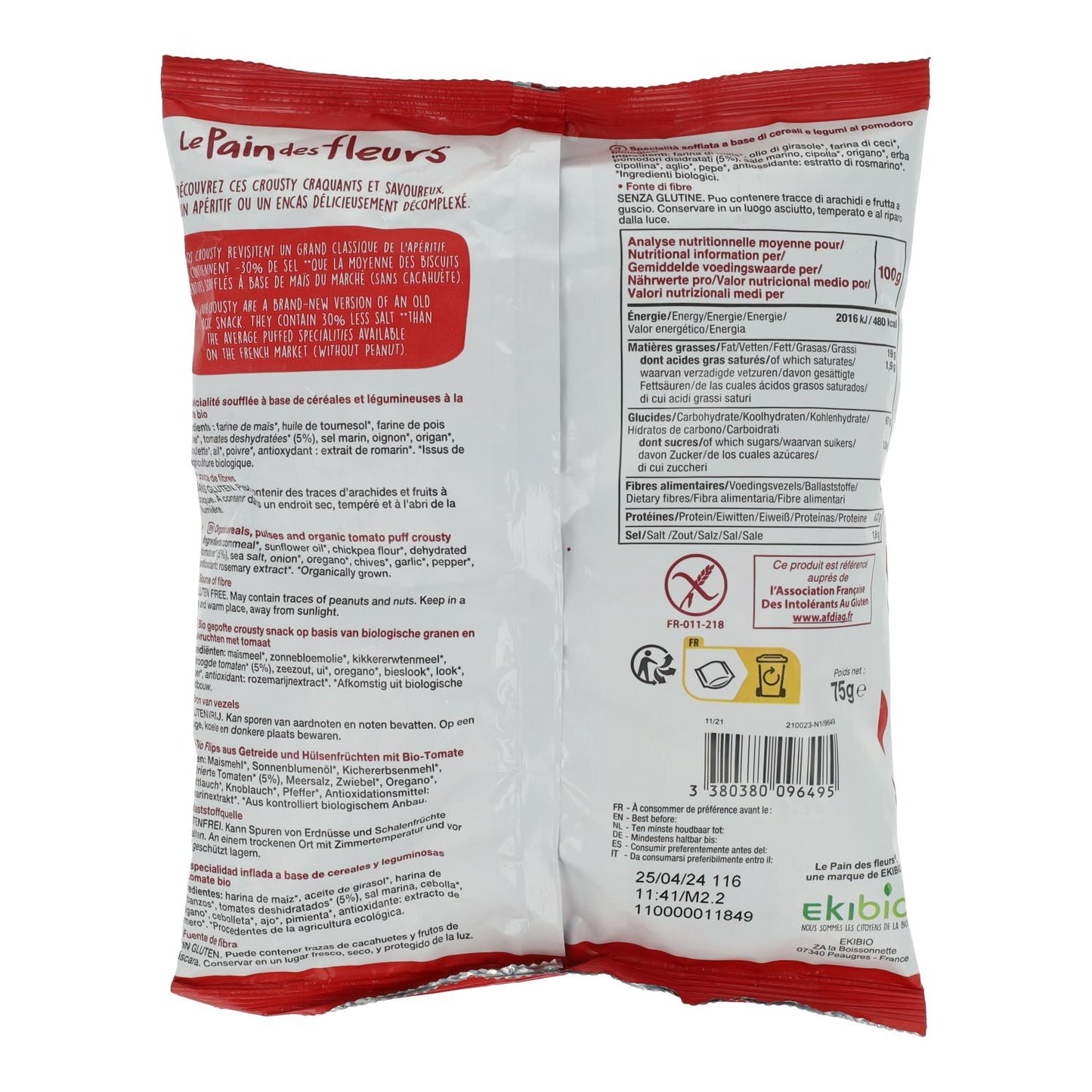 Crousty al pomodoro e origano Le Pain des Fleurs 75 g