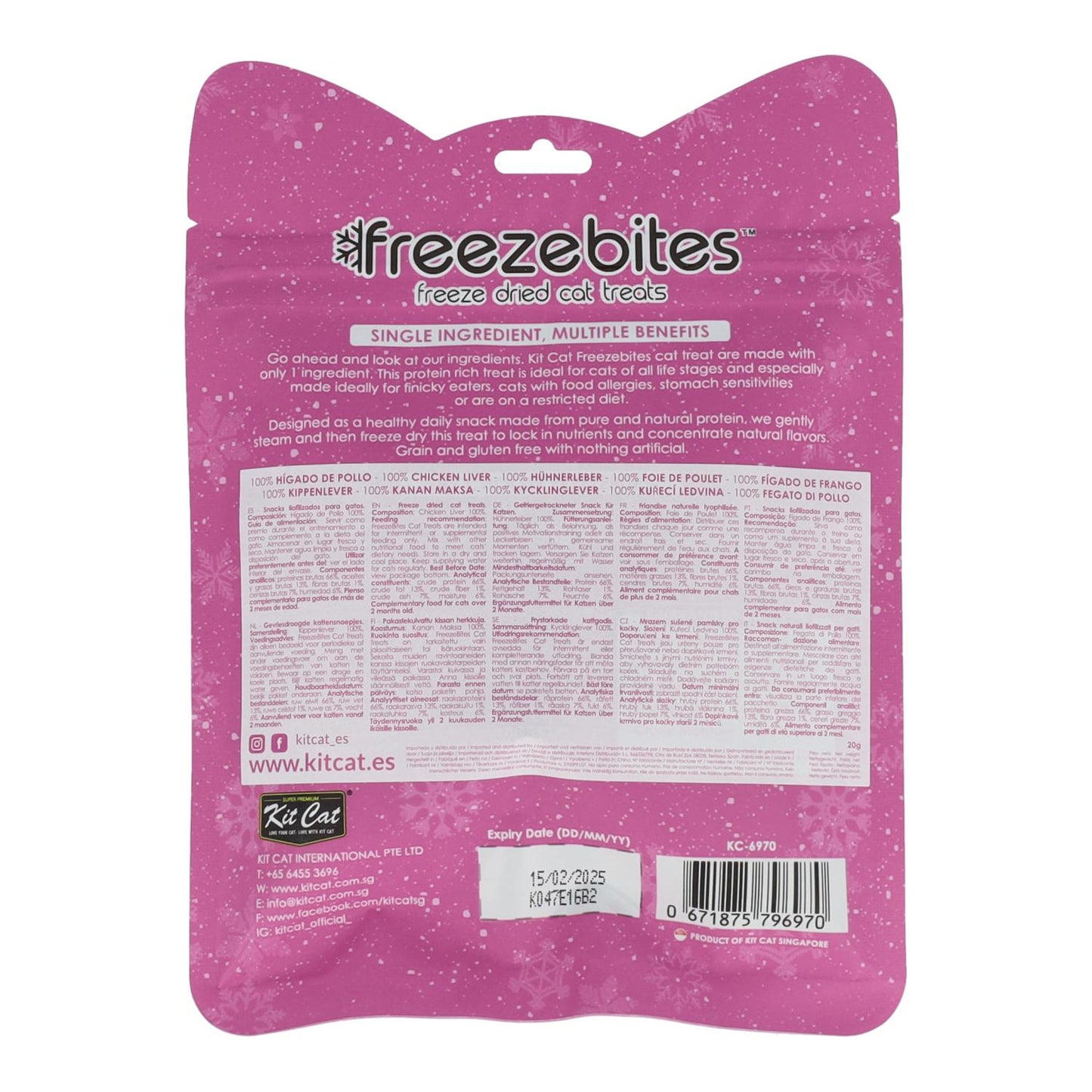 Zestaw Cat FreezeBites – wątróbka drobiowa 20 g Naturalna liofilizowana przekąska dla kotów