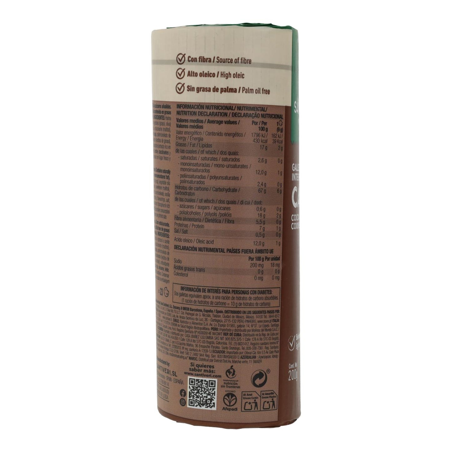 Vollkornkekse Kakao 0 % Zucker Santiveri 200 g