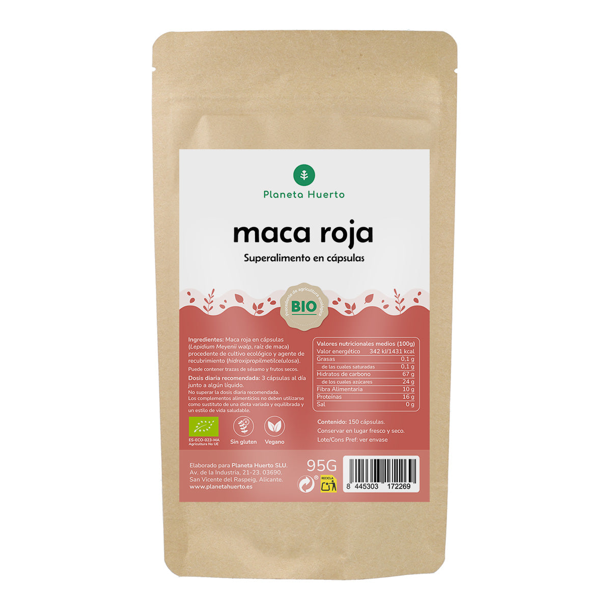 Organic Red Maca Organic Red Maca Planeta Huerto 150 capsules