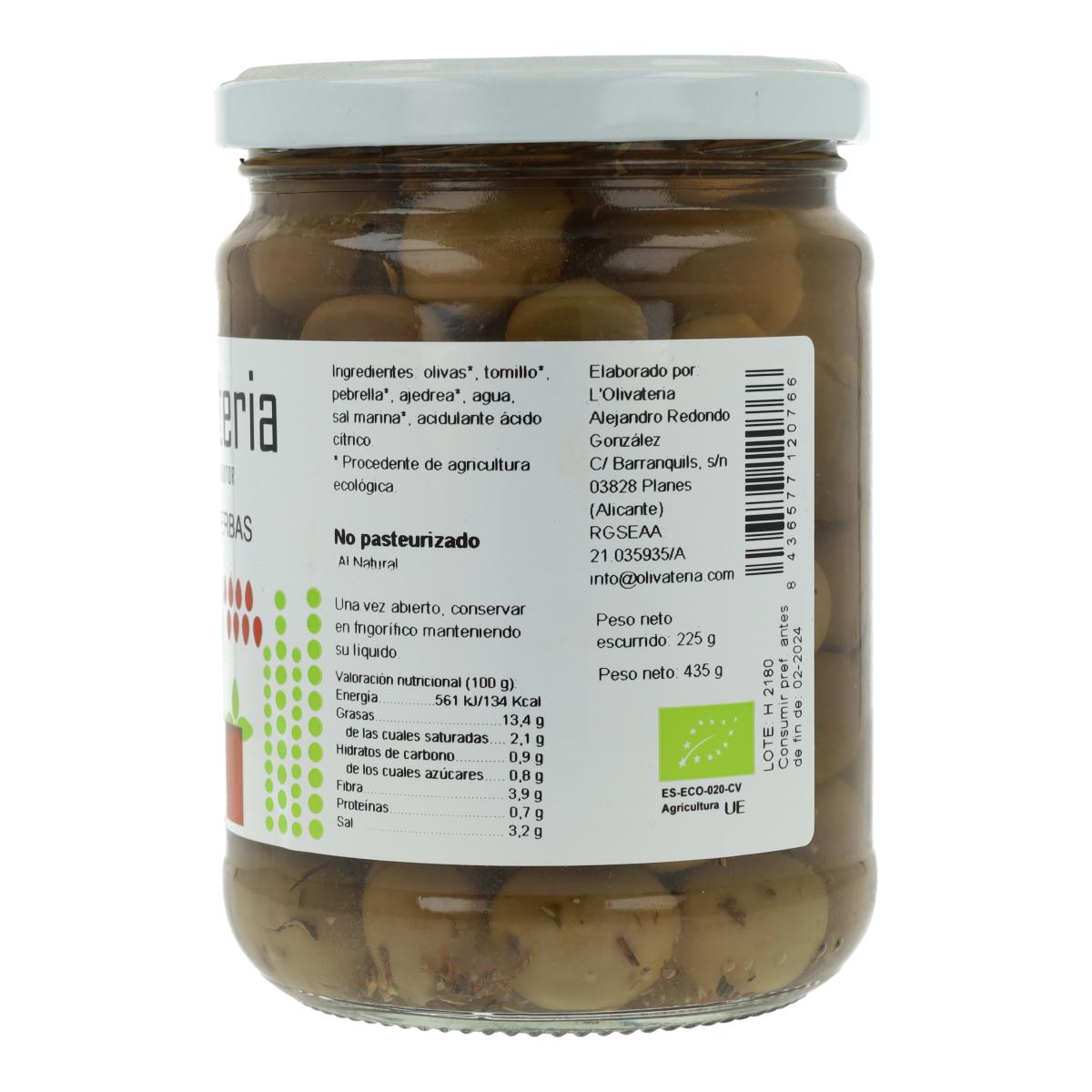 Natürliche Oliven mit Kräutern l'olivateria 225g