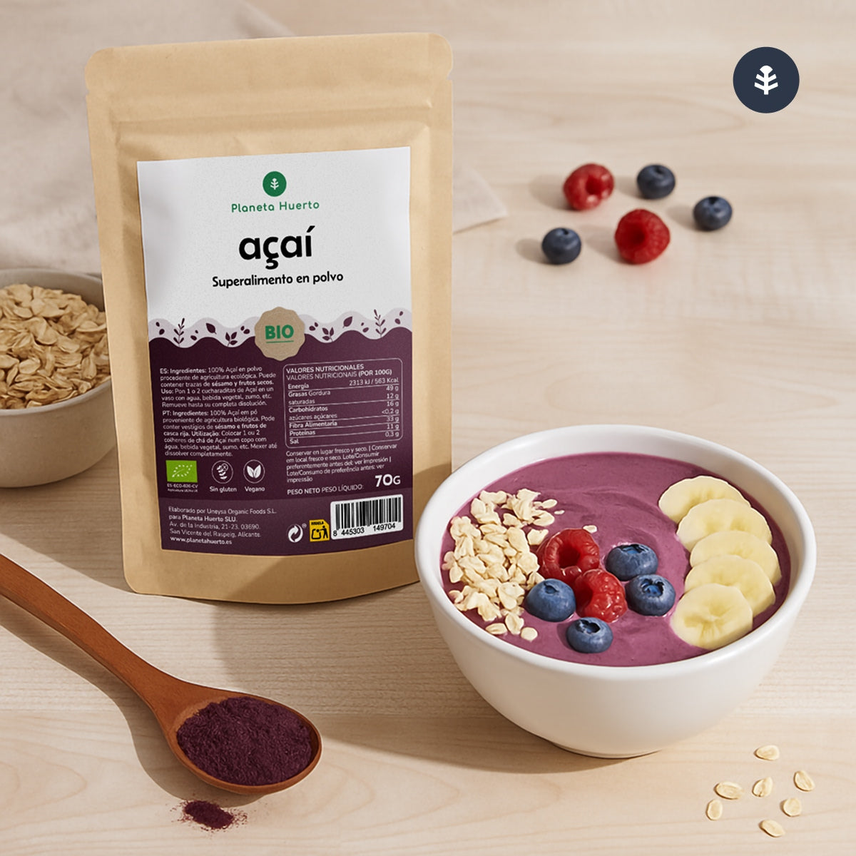 Planeta Huerto Organic Açaí Powder 1 kg
