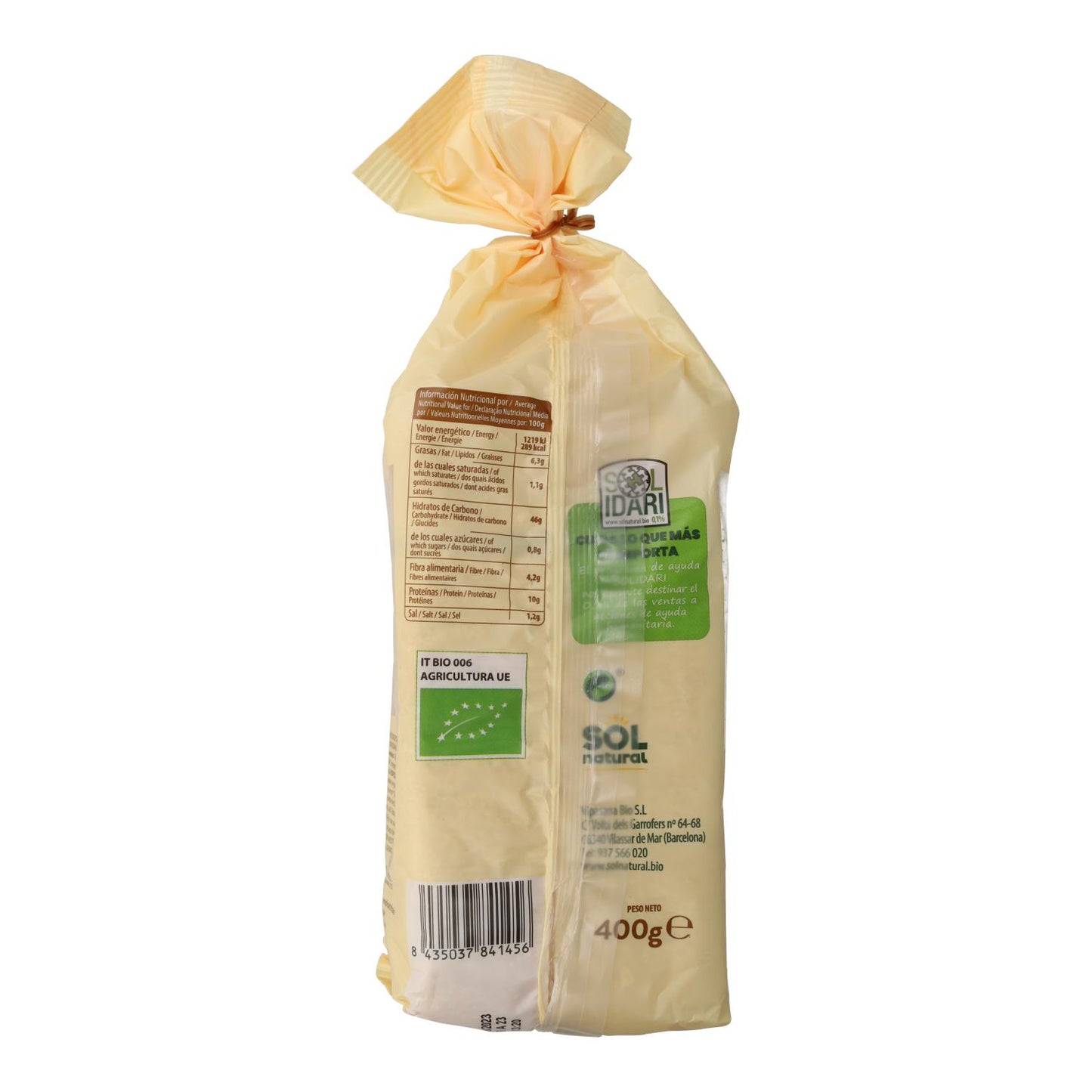 Bio-Vollkorn-Dinkelbrot in Scheiben, Sol Natural, 400 g