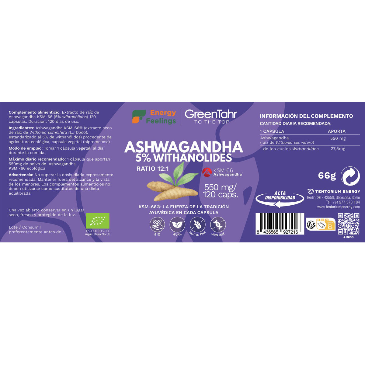 Ashwagandha KSM66 ECO Energy Feelings 120 kapsułek