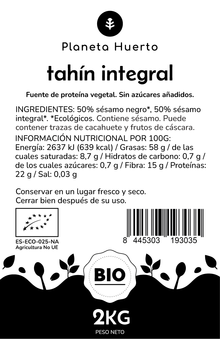 Biologische sesamtahini ECO Planeta Huerto 2 kg