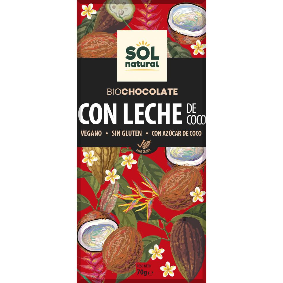 Vegansk chokladkaka med ekologisk kokosmjölk Sol Natural 70 g