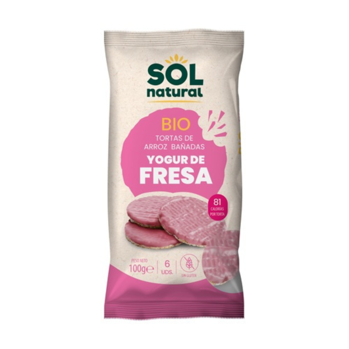Placki ryżowe z jogurtem truskawkowym Sol Natural 100 g