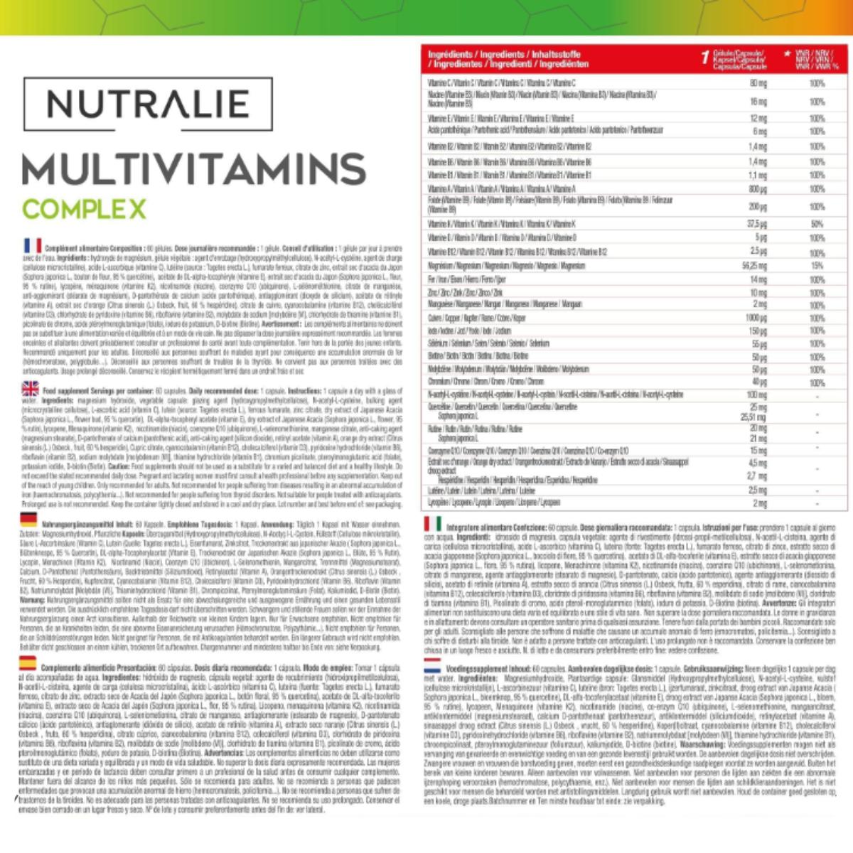 Nutralie Multivitamin Complex with 29 active ingredients 60 capsules