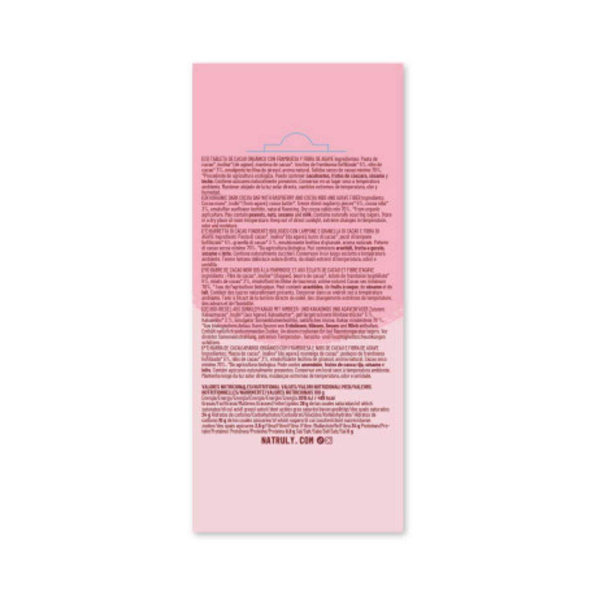Natruly Organic Chocolicious Chocolate Bar with Raspberry and Cocoa Nibs 85 g