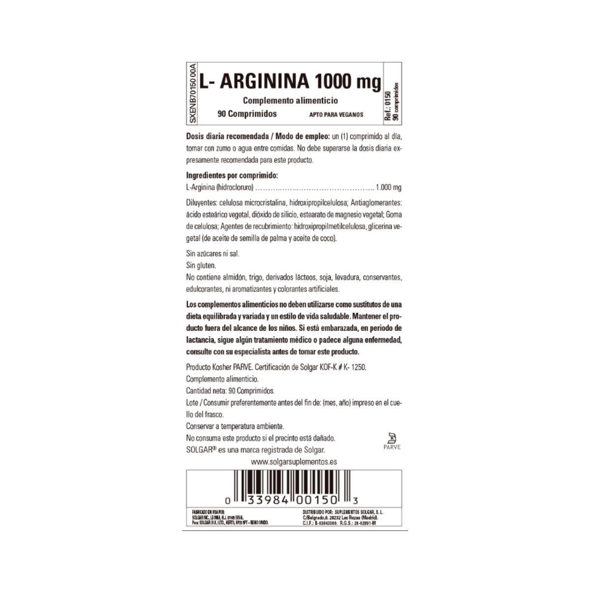 L-arginina, 90 tabletek po 1000 mg