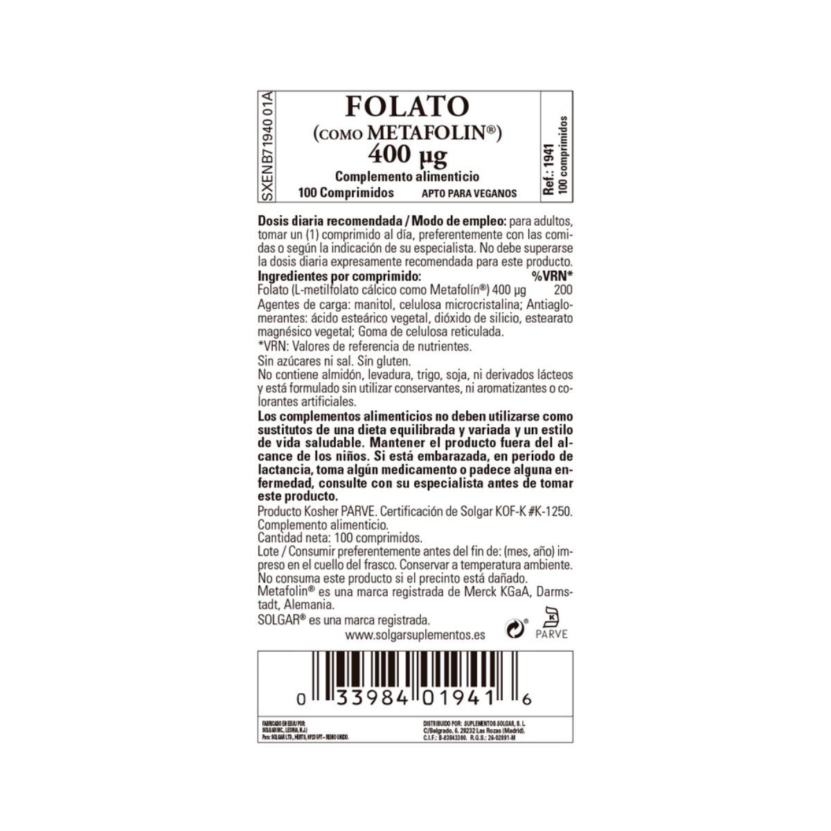 Folat (Metafolin) 50 tabletter