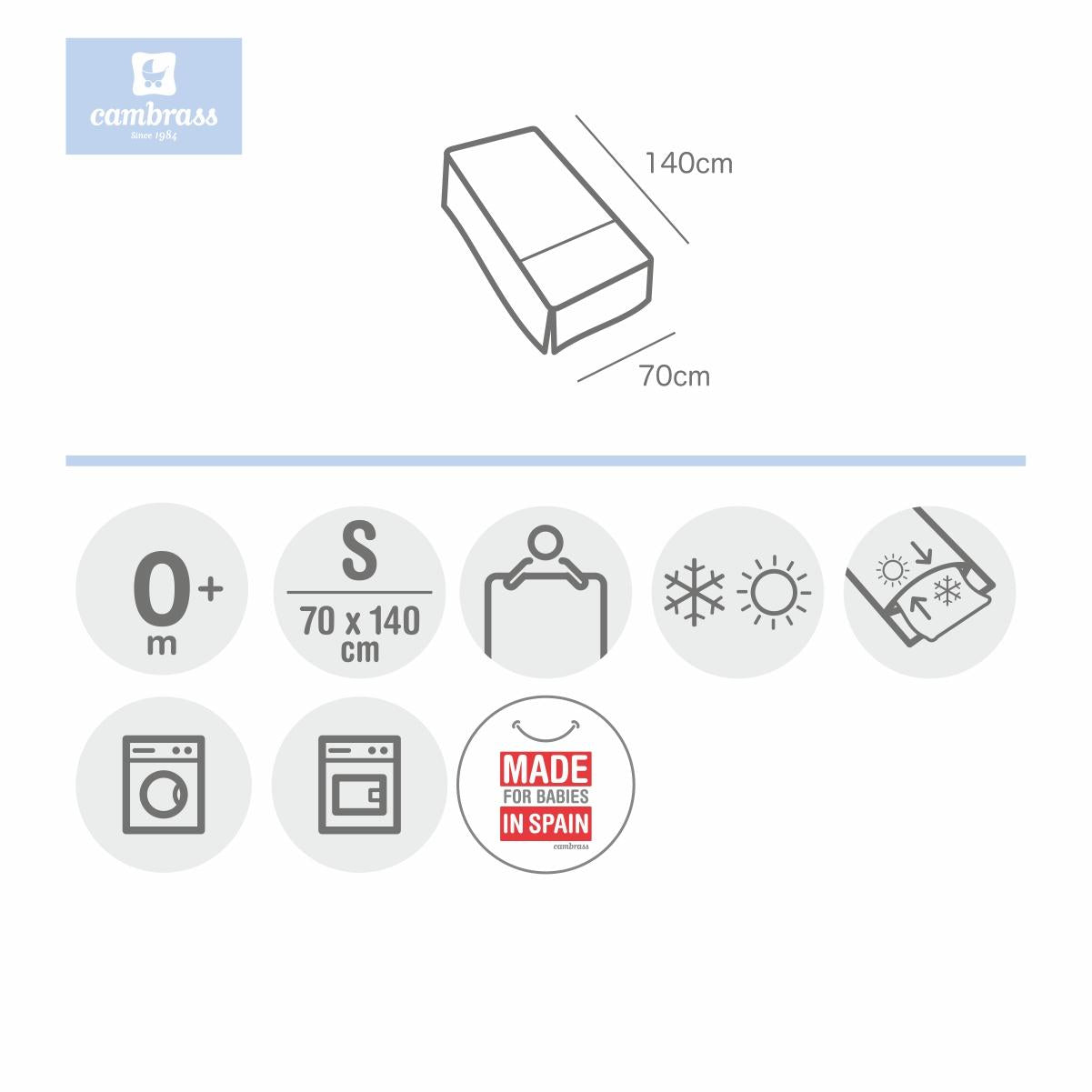 Couvre-lit et protège-matelas pour lit bébé motif Star de Cambrass 70 x 140 cm. Star Rosa