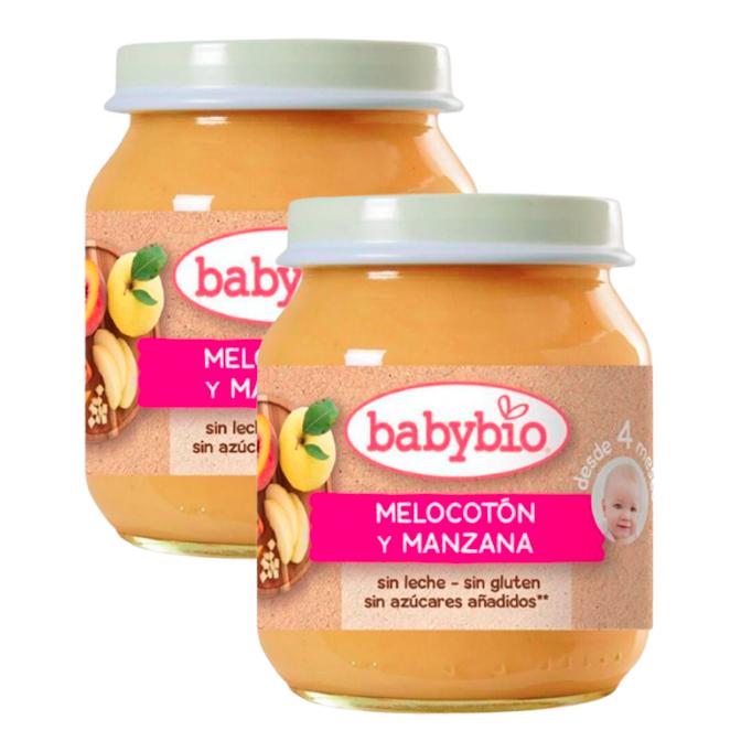 PROMO x2 Peach and Apple Jar, 130 g. Babybio