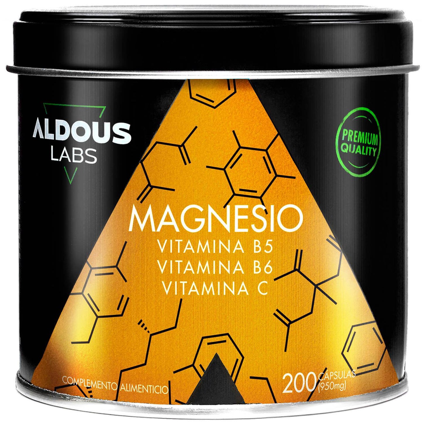 Magnesium med vitamin C, B5 och B6 200 kapslar. Aldous Labs