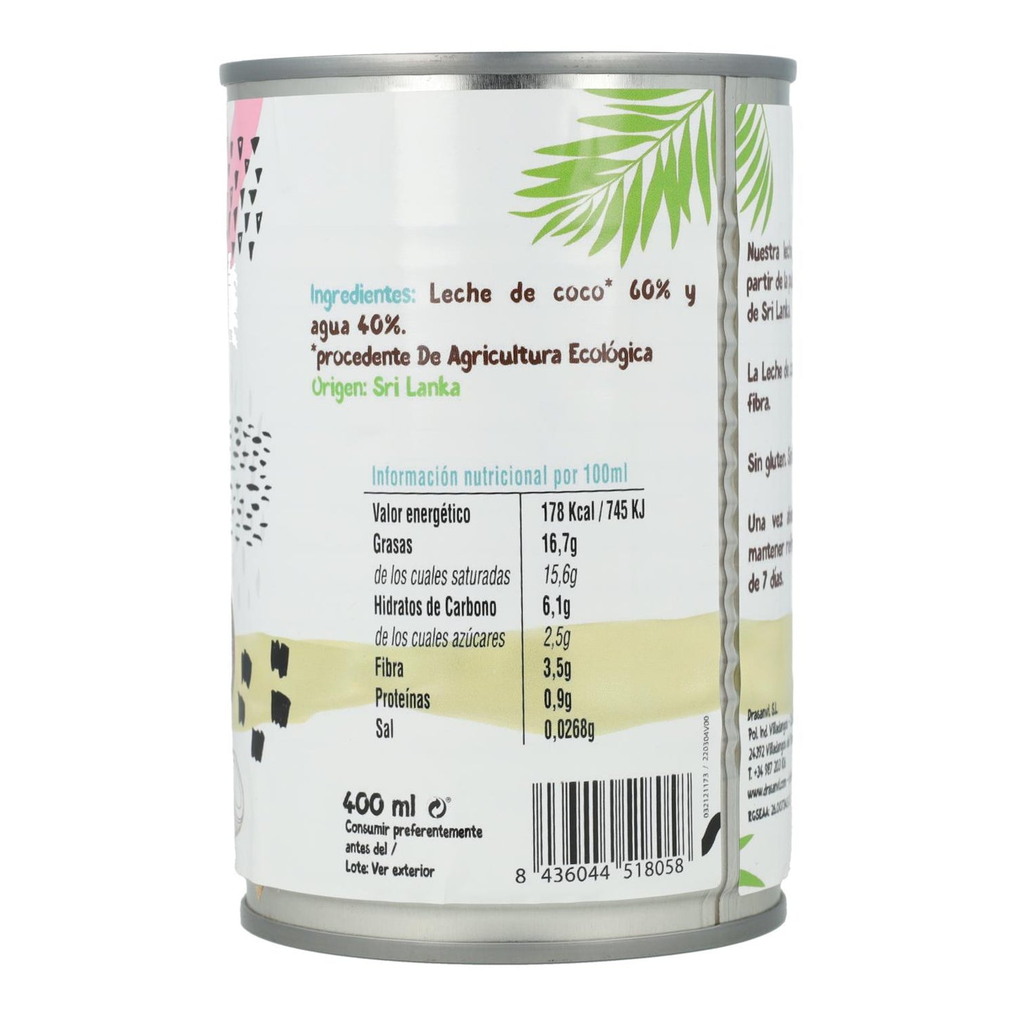 Leche de coco bio Ecosana 450 ml