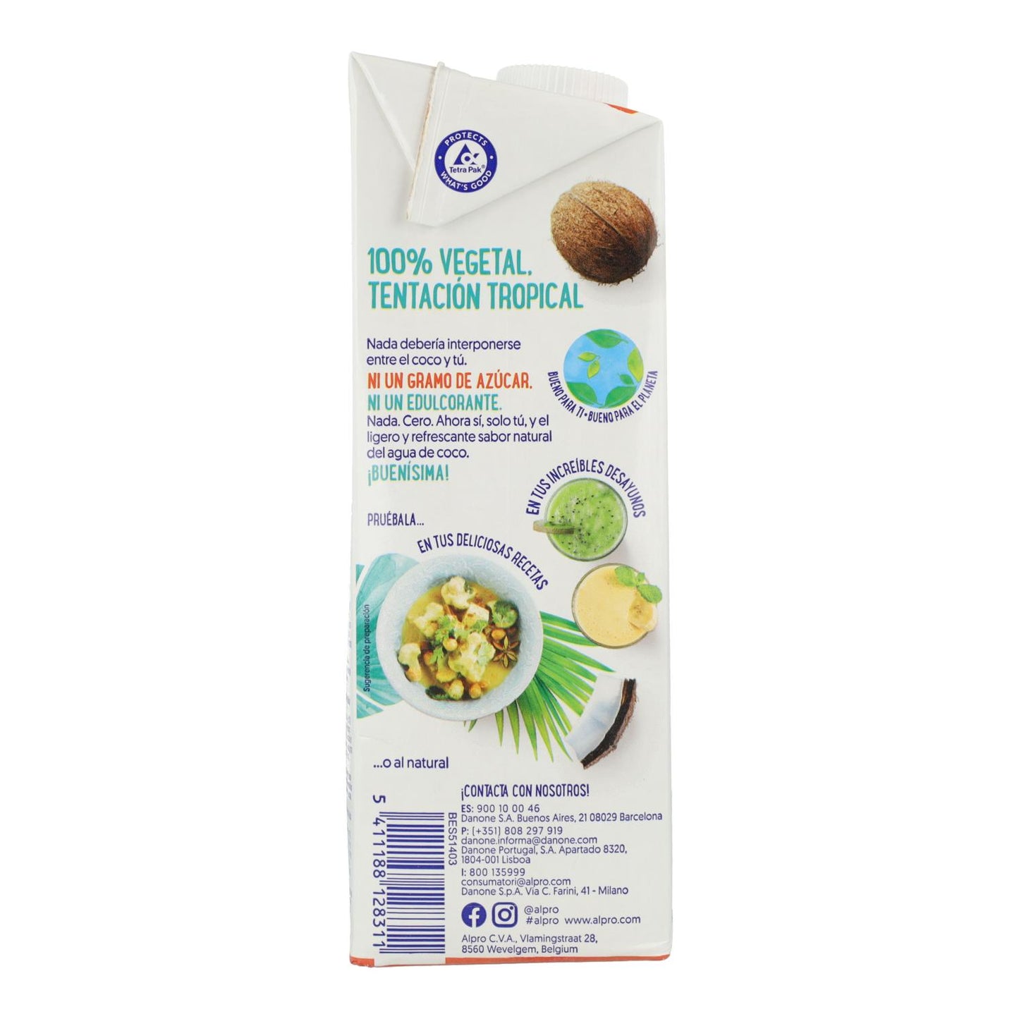 Packung mit 6 Einheiten Alpro zuckerfreies Kokosnussgetränk 1 Liter