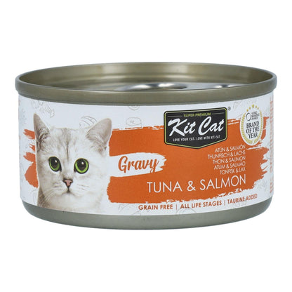 24-pack Kit Cat Gravy - Tonfisk & Lax 70 g Blötfoder för katter i sås