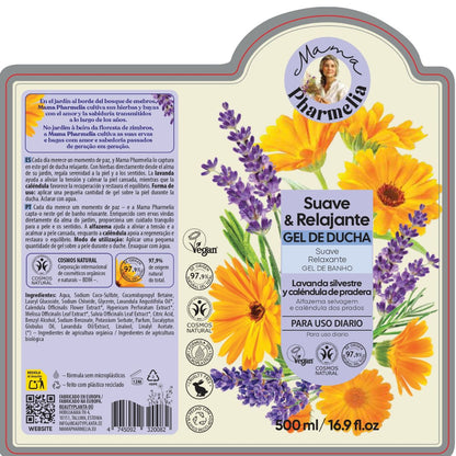 Gel doccia rilassante con lavanda selvatica e calendula di prato, Mama Pharmelia, 500 ml