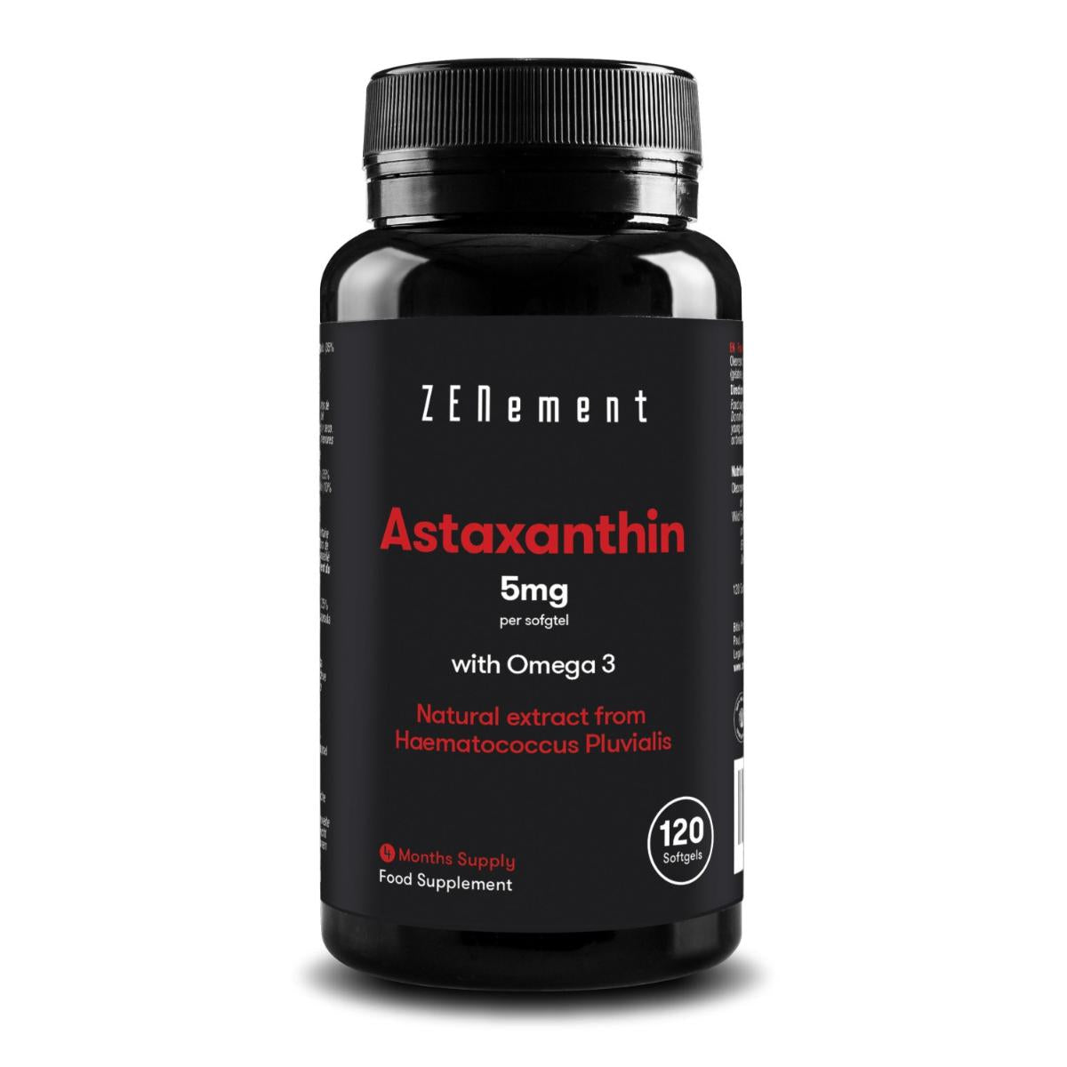 Astaxanthin, 5 mg mit Omega 3 Zenement,  120 Tabletten Astaxanthin 5 mg mit Omega 3