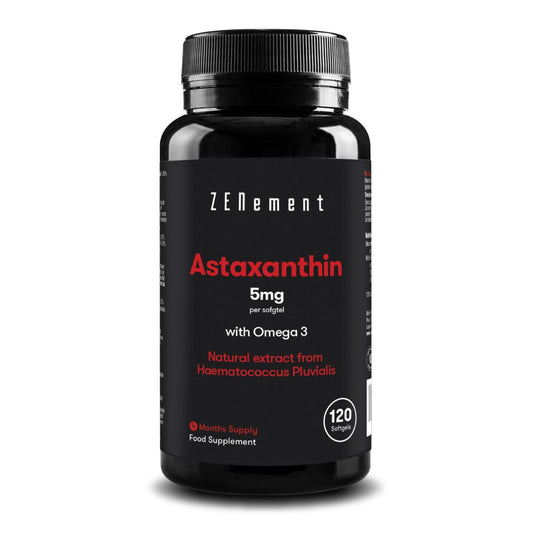Astaxanthin, 5 mg mit Omega 3 Zenement,  120 Tabletten Astaxanthin 5 mg mit Omega 3