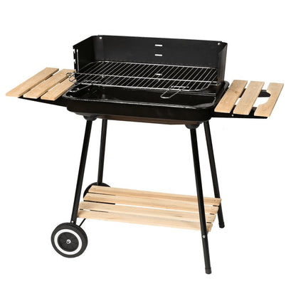 Barbecue met houtskool Rect. Zwarte kar 67 x 38 x 83 cm Ldk Garden