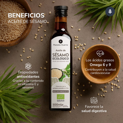 Zestaw 3x olej sezamowy tłoczony na zimno ECO Planeta Huerto 500 ml